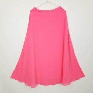 Double Zero Womens Skirt Pink Hot Neon Midi Sheer